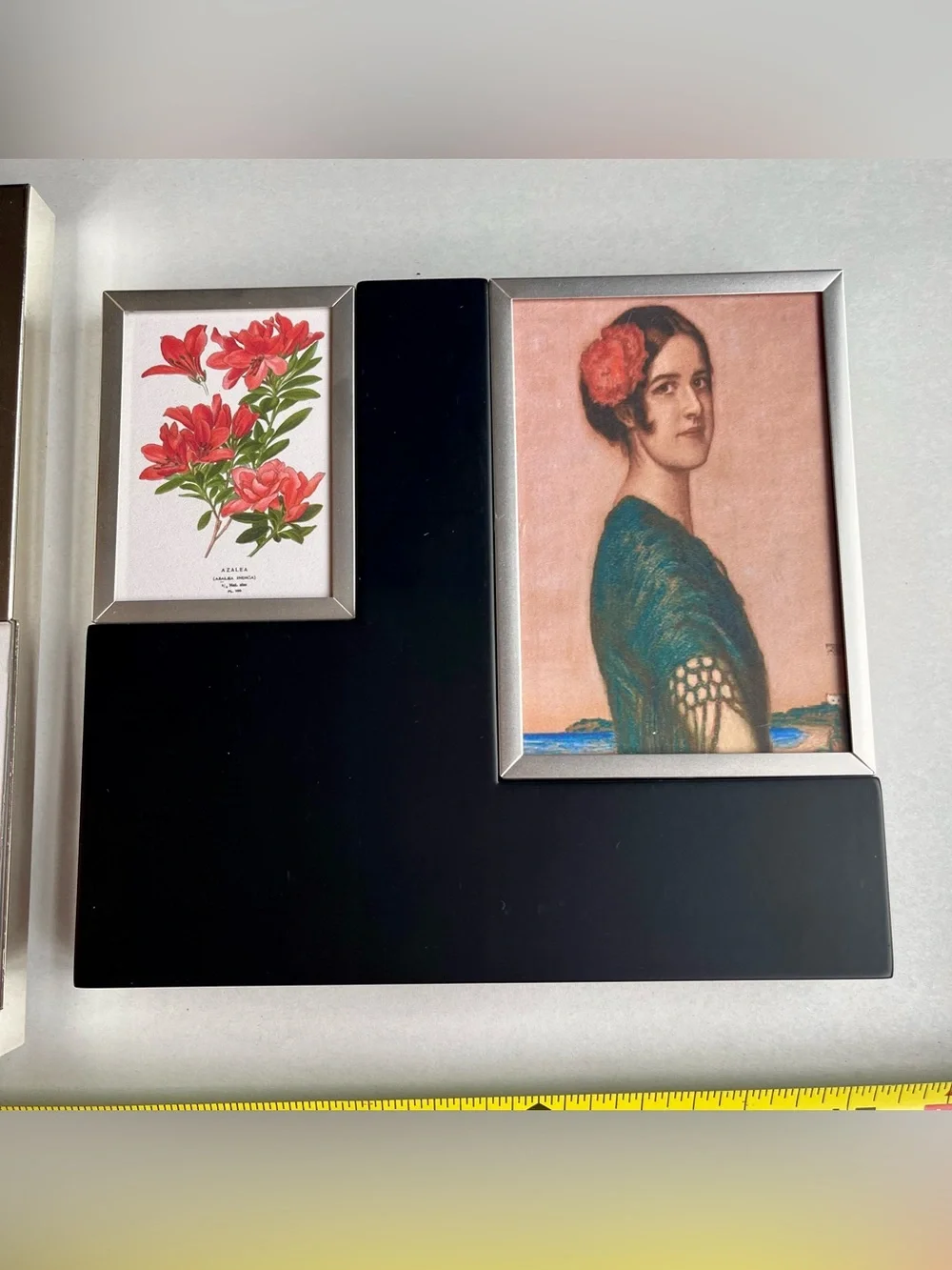 Vintage Silvertone & Black Metal Picture Photo Frames Fine Art Prints Set of 2
